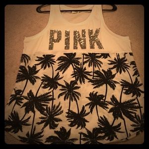 PINK sequin palm tree tank.