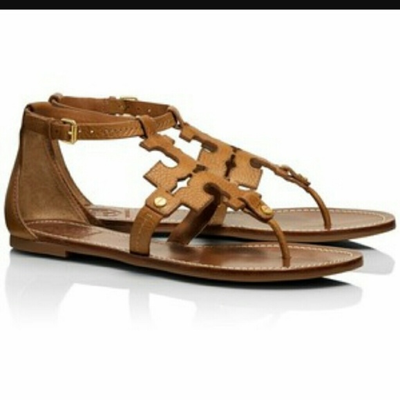 Tory Burch Tan Phoebe Gladiator Flat Thong Sandal - Picture 2 of 3