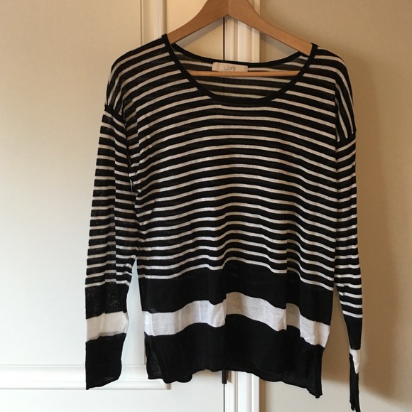 Loft black and white striped top