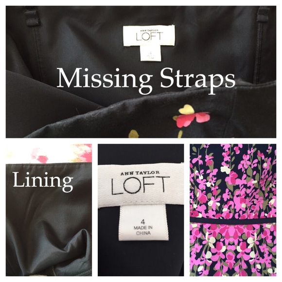 LOFT Cotton Black Floral Burst Strapless Dress - Picture 4 of 4