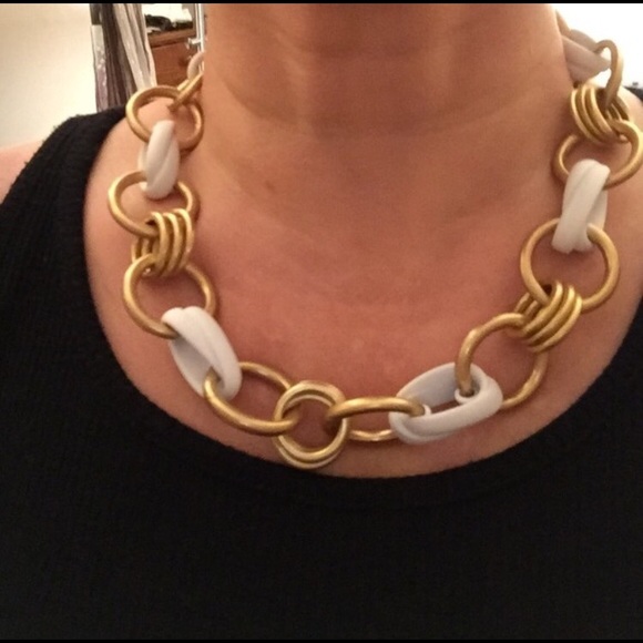 J. Crew Gold/White Link Necklace