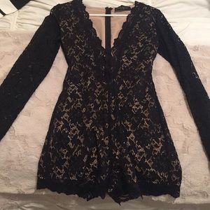 Black and nude lace romper