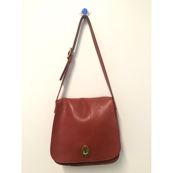 Fossil Red Genuine Leather Shoulder Purse