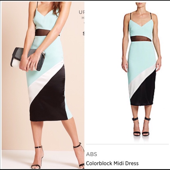 ABS BY ALLEN SCHWARTZ, MINTGREEN COLOR BLOCK DRESS