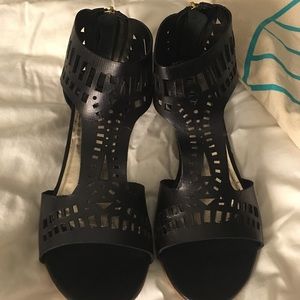 New Diba laser cut black leather sandal