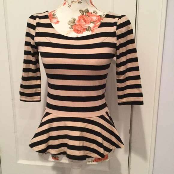 Peplum striped top size small s