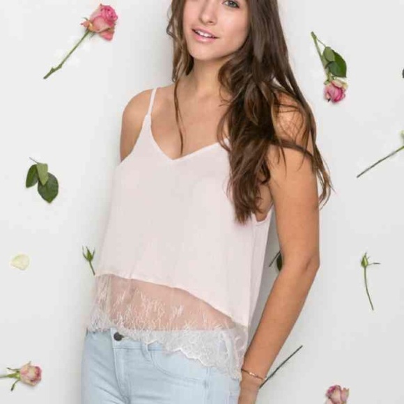 Pink with nude  lace crop top