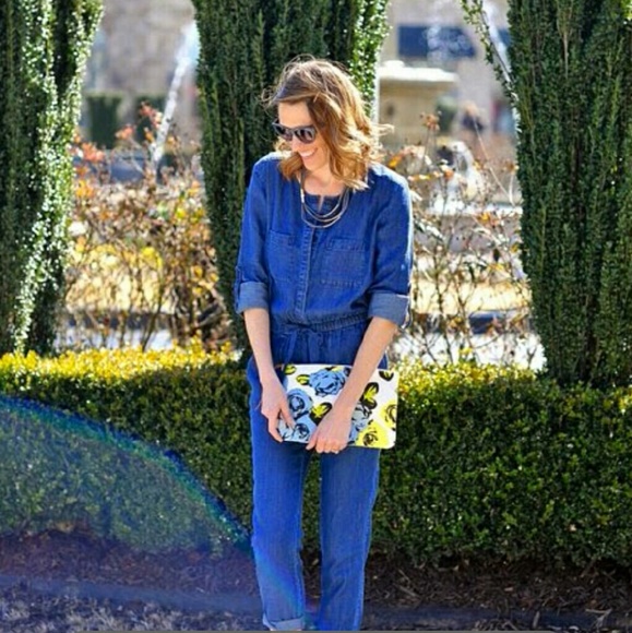 loft denim jumpsuit
