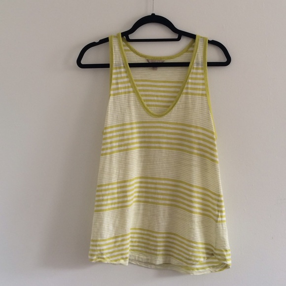 Banana Republic CitrusGreen and White Striped Tank