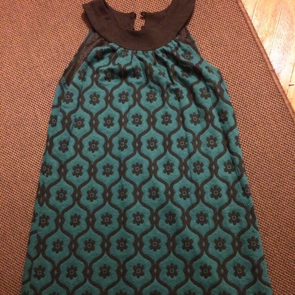Teal and black sleeveless dress