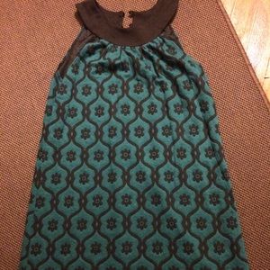 Teal and black sleeveless dress