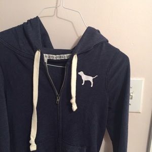 Pink navy zip up sweatshirt
