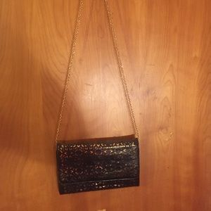 Black and gold cross body & clutch