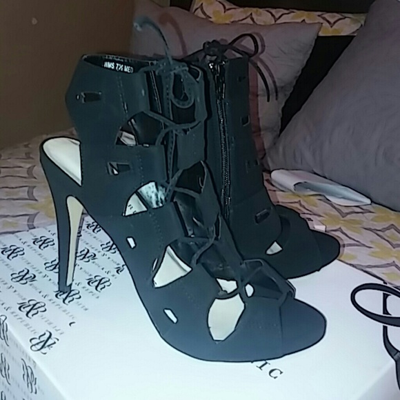 Black lace heels