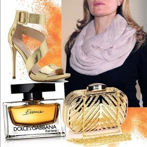 Gold Cream with gold Shimmer Big Ruffle Scarf.