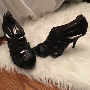 Diba black cut out booties/ edgy cage pumps