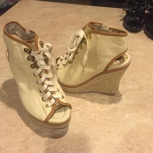 Peep toe wedge sandals