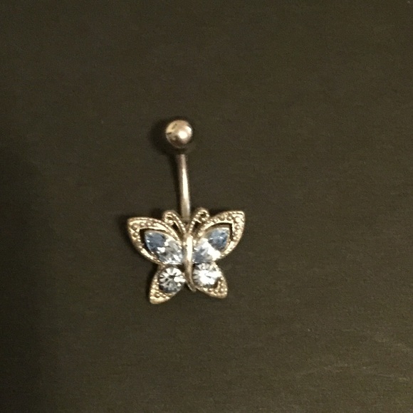 Blue Butterfly belly button ring