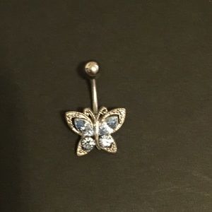 Blue Butterfly belly button ring