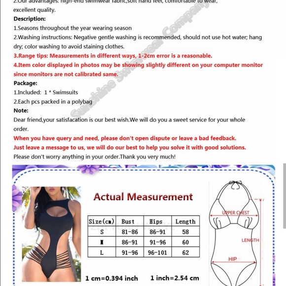 Read descriptions. Sexy one piece bathing suit wom - Picture 3 of 5