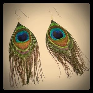 Peacock feather earrings