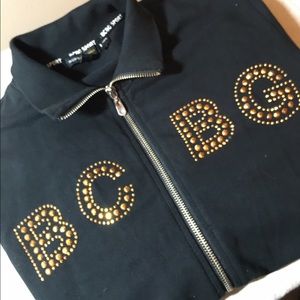 Black BCBG Sport Jacket w/ Gold Lettering--Large