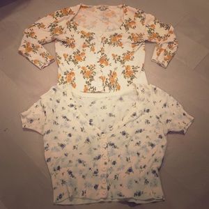 Lot of two lightweight spring floral cardigans
