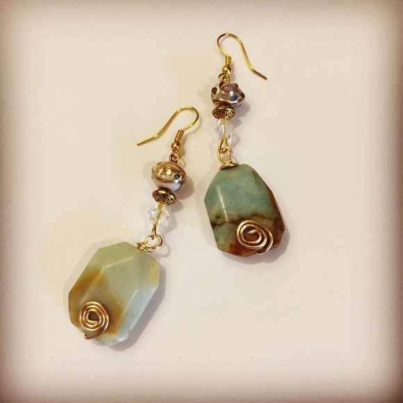 Amazonite and Italian Murano. Artisan jewelry.