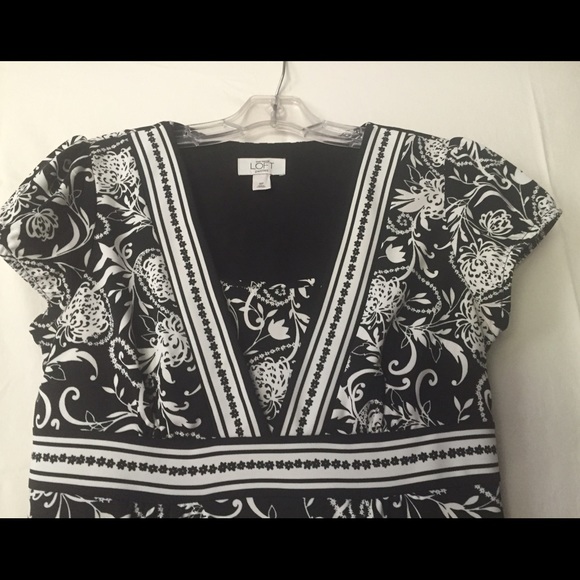 LOFT Dress: Black & White floral - Picture 3 of 3