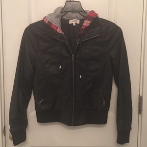 Flannel Faux Leather Jacket