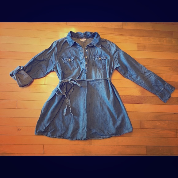 Jean maternity shirt with jean tie waist