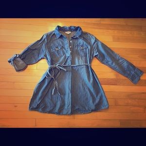 Jean maternity shirt with jean tie waist