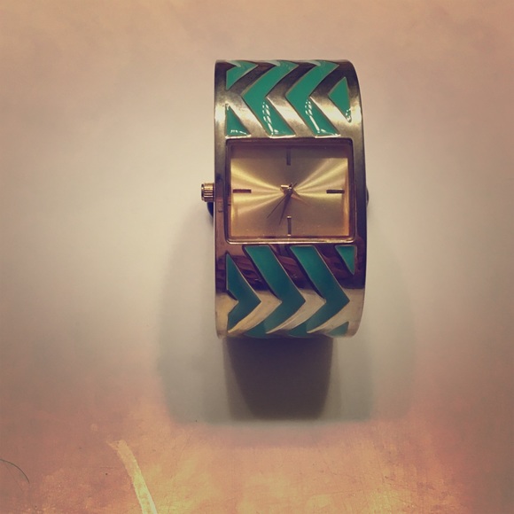 Gold and turquoise cuff watch