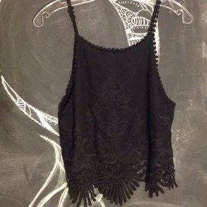 Black Embroidered Tank Top