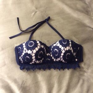 Blue and White Bikini Top