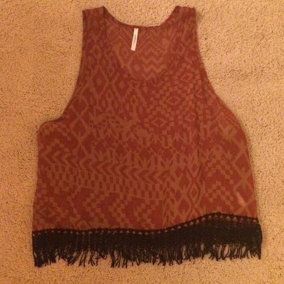 Tribal crop with fringe