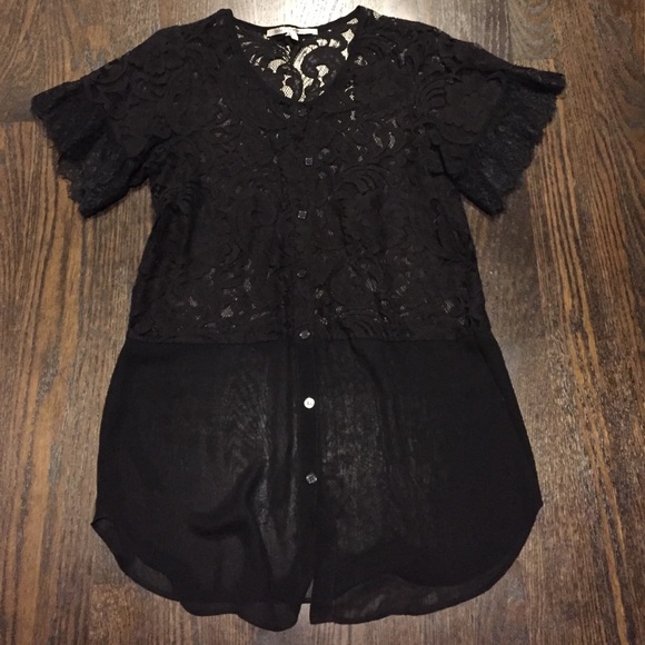 Black sheer lace blouse
