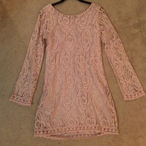 GIANNI BINI Blush pink lace mini dress
