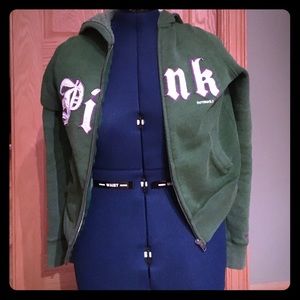 Green Victoria's Secret Zip-up Hoodie.