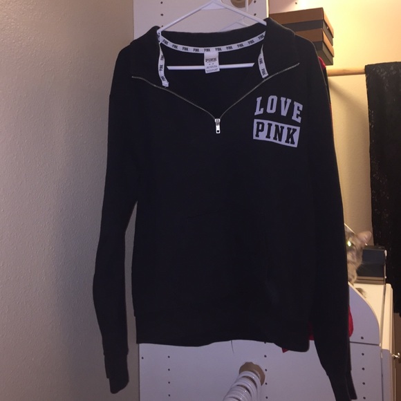 PINK VS black half-zip up hoodie