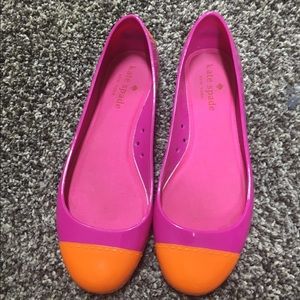 Pink and orange Kate spade jelly flats
