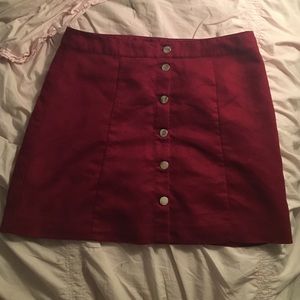 Never worn suede red button up skirt