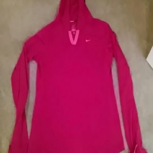 Nike dri fit small running top long sleeve pink