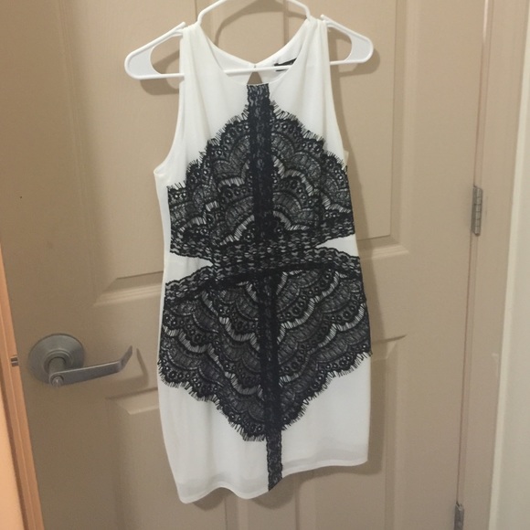 White dress w black lace detailing