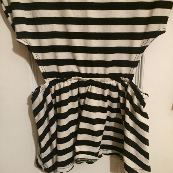 B&W Striped Peplum Top with Cutouts! - Picture 3 of 3