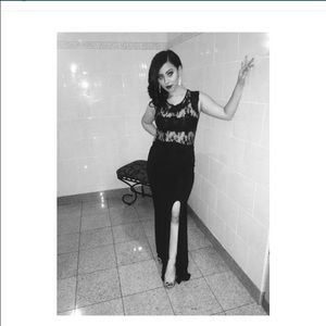 Black lace prom dress