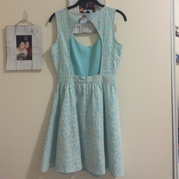 Light blue and white flower lace dress