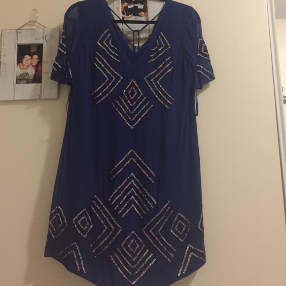 Royal blue dress with sequin detailing