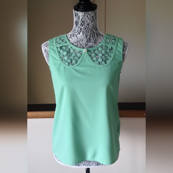 Tea & Cup Mint Sleeveless Top Sz S