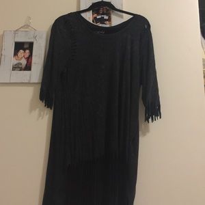 Black shirt with fringe